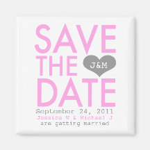 Pink Modern Save the Date Refrigerator Magnet