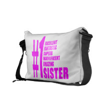 Pink Modern Sisters : Number One Sister Messenger Bags