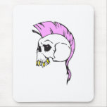 pink mohawk skull mouse pad