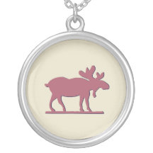 Pink Moose - BeigeBkg Custom Necklace