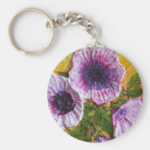 Pink Morning Glory Keychains