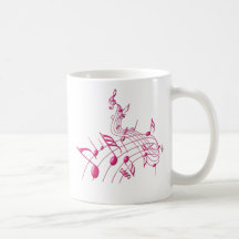 PINK MUSIC NOTES COFFEE MUGS
