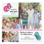 Pink n Blue Butterflies photo new year card Invitation