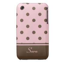 Pink n Brown Dots iPhone 3G-3GS Case-Mate iPhone 3 Covers