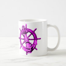 Pink Nautical Ships Wheel And Anchor Mugs