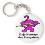Pink Ninja On Guard keychains