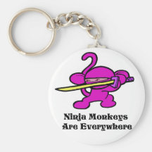 Pink Ninja On Guard Keychains