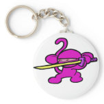 Pink Ninja On Guard-No Words Key Chain