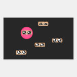 Pink ninja rectangle stickers