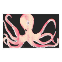 Pink Octopus Rectangle Sticker