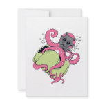 pink octopus wearing gas mask invitations