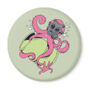 pink octopus wearing gas mask magnets