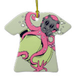 pink octopus wearing gas mask ornaments