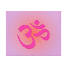 Pink Om Symbol Stretched Canvas Print