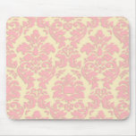 Pink On Cream Damask Mousepad