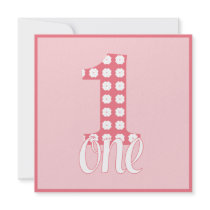 Pink One Party Invitation
