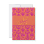 Pink Orange Damask Wedding RSVP for Square Invites