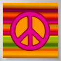 Pink Orange Fractal & Peace Sign posters