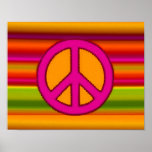 Pink Orange Fractal & Peace Sign Posters