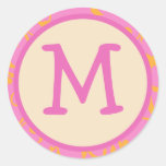 Pink Orange Monogram Initial Sticker