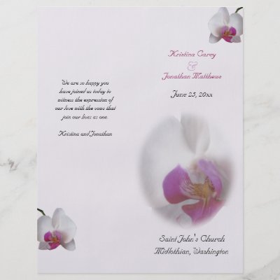 Pink Orchid Wedding Program Flyer Design by elizdesigns