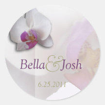 Pink Orchid Wedding Sticker