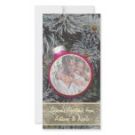 Pink Ornament Nesting In Tree Photo Holiday Card photo cards