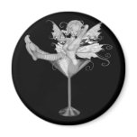 Pink Outfit Martini Glass 3D Fairy Girl B&W Fridge Magnet