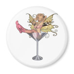 Pink Outfit Martini Glass 3D Fairy Girl - Color Refrigerator Magnet