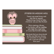 Pink Owl Baby Shower Book Insert Request Card Business Cards