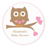 Pink Owl Baby Shower Envelope Seals