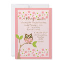 Pink Owl Baby Shower Invitation