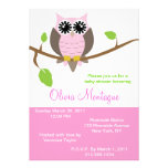 Pink Owl Baby Shower Invitation