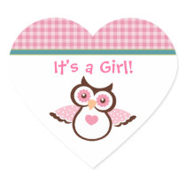 Pink Owl Baby Stickers