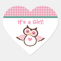 Pink Owl Baby Stickers