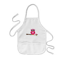 Pink Owl on Tree Branch Apron