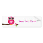 Pink Owl on Tree Branch bumper stickers