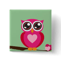 Pink Owl on Tree Branch