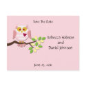 Pink Owl Save The Date postcards