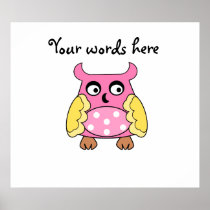 Pink owl with white polka dots