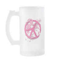 PINK PAINT SPLATTERED PEACE SIGN COFFEE MUG