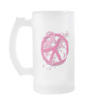 PINK PAINT SPLATTERED PEACE SIGN mugs