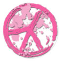 PINK PAINT SPLATTERED PEACE SIGN stickers