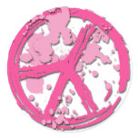 PINK PAINT SPLATTERED PEACE SIGN stickers