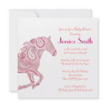 Pink Paisley Horse Baby Shower invitations