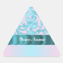 Pink & pale blue damask lace sticker
