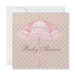 Pink Parasol Umbrella Baby Girl Shower invitations