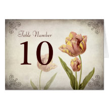 Pink Parrot Tulip Table Number Card