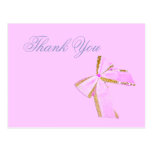 Pink Party Bow Thank you Postcards