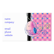 Pink Pastel Bird - Polk-a-dots Business Cards